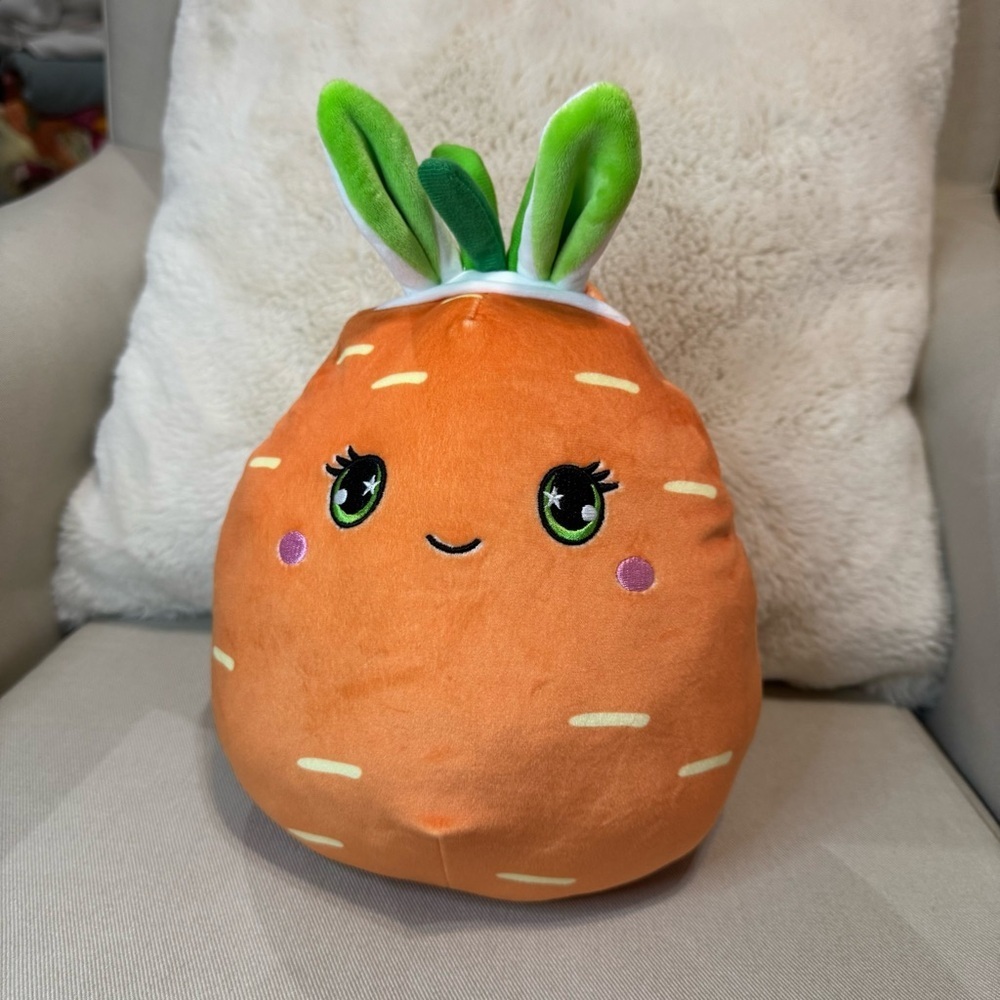 Squishmallows Orange Plush with Green Leaves